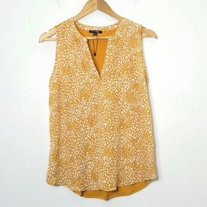 Papermoon Tank Top Blouse Sleeveless Marigold Yellow White High Low Hem Small